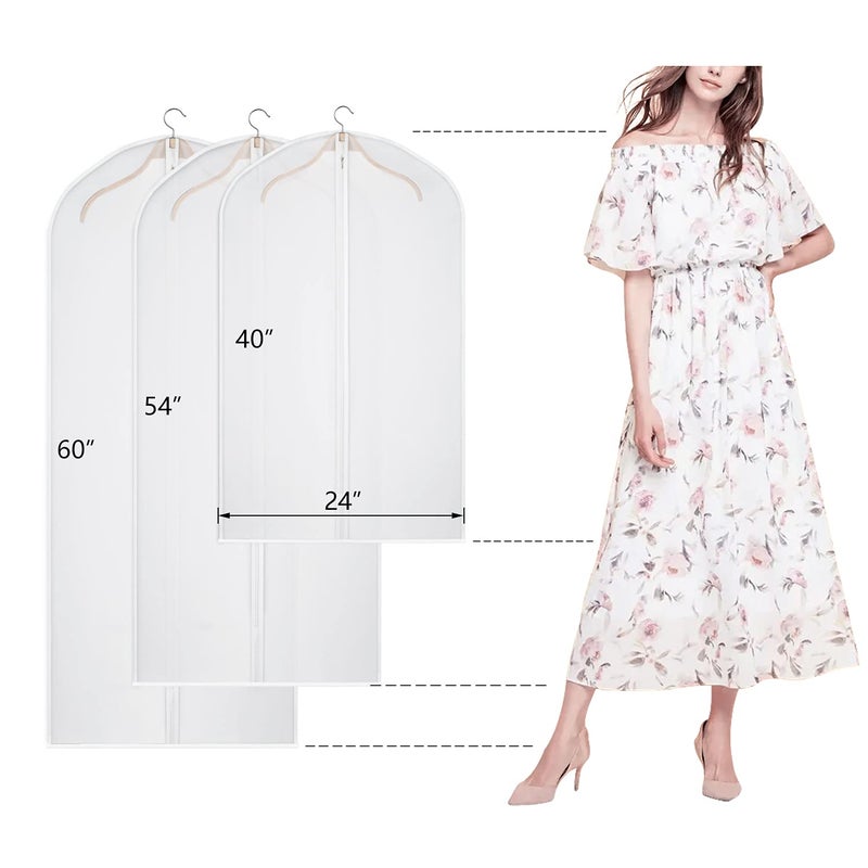 Kntiwiwo Clear Garment Bags Suit Bag for Closet Storage Set of 12 Hanging Dress Cover Bag with Zipper for Suit, Coat, Long Dresses Clothes Storage-24â€ x 40â€/50â€/60â€ - Image 2